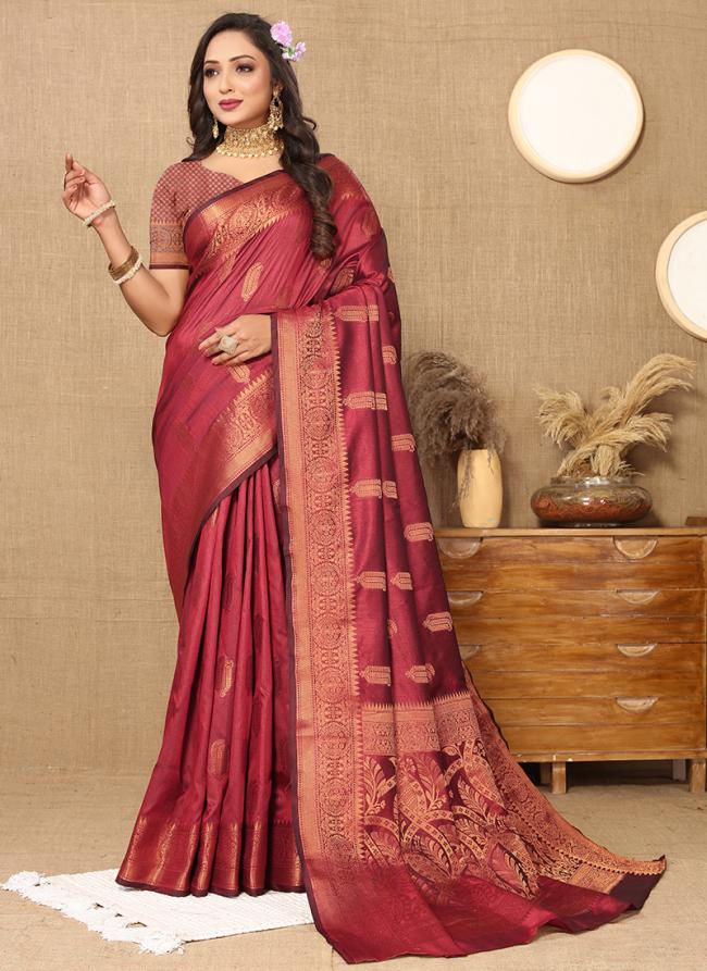 Silk Rani Traditional Wear Weaving Saree